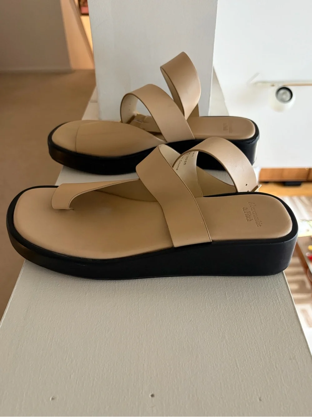 Abercrombie Beige Crisscross Toe-Loop Sandals with Ankle Strap - Picture 2 of 5